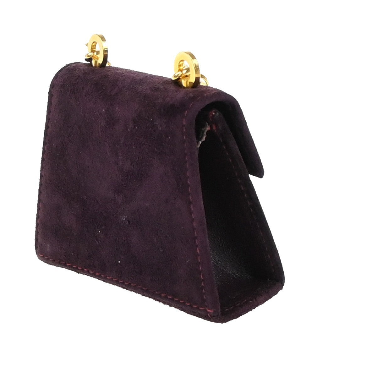 SALVATORE FERRAGAMO Gancini Mini Chain Shoulder Bag Suede Leather Purple 80KP154