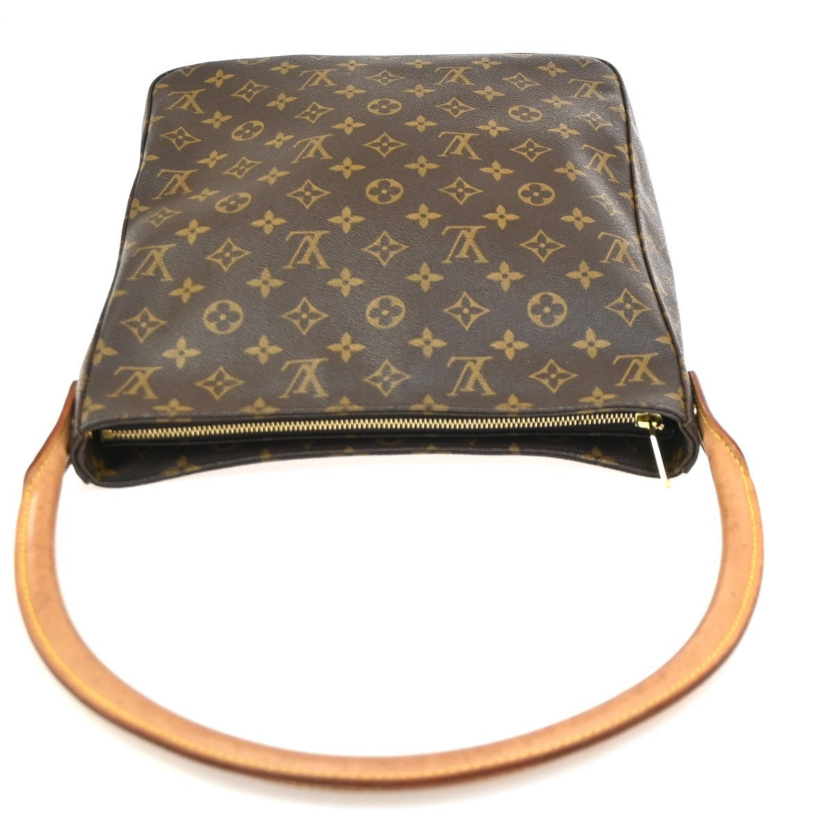 LOUIS VUITTON Logo Looping GM Shoulder Bag Monogram Leather Brown M51145 95RL732