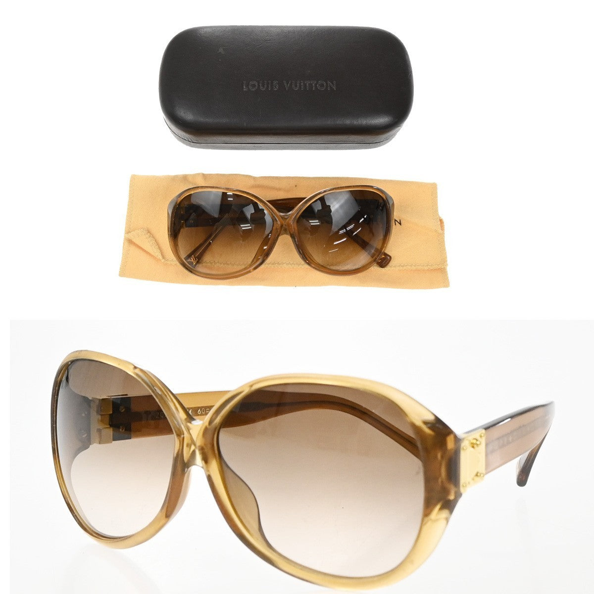 LOUIS VUITTON Glitter Sunglasses Eye Wear Plastic Brown Gold Z0283E 30EG270