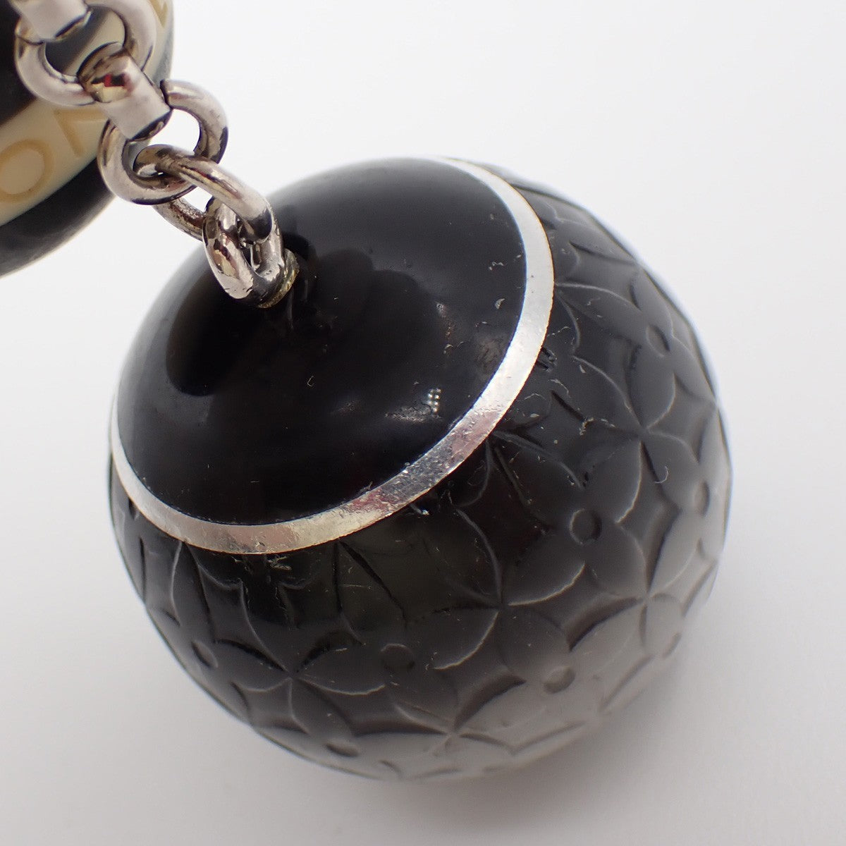LOUIS VUITTON Logo Bijoux Sac Mini Lin Bag Charm Silver Black M65701 61KP112