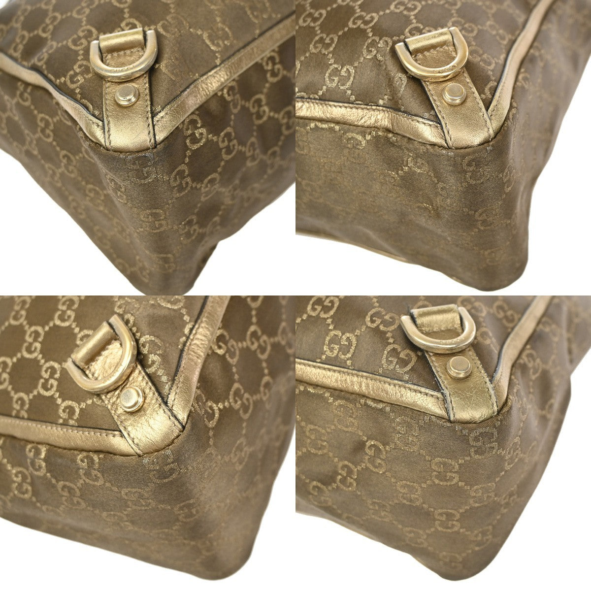 GUCCI Logo Abbey GG Pattern Shoulder Bag Satin Leather Brown GHW Italy 69YJ171