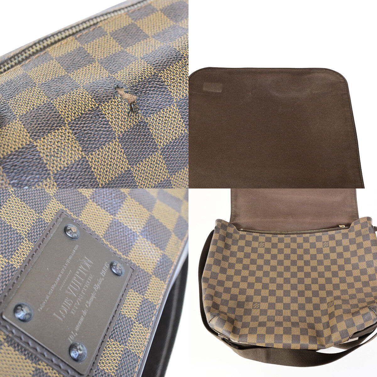 LOUIS VUITTON Brooklyn MM Shoulder Bag Damier Ebene Leather Brown N51211 88YF110