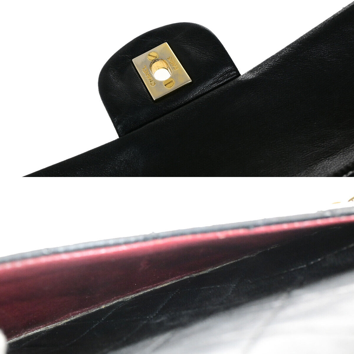 CHANEL CC Matelasse 23 Double Flap Chain Shoulder Bag Leather Black GHW 807RK150