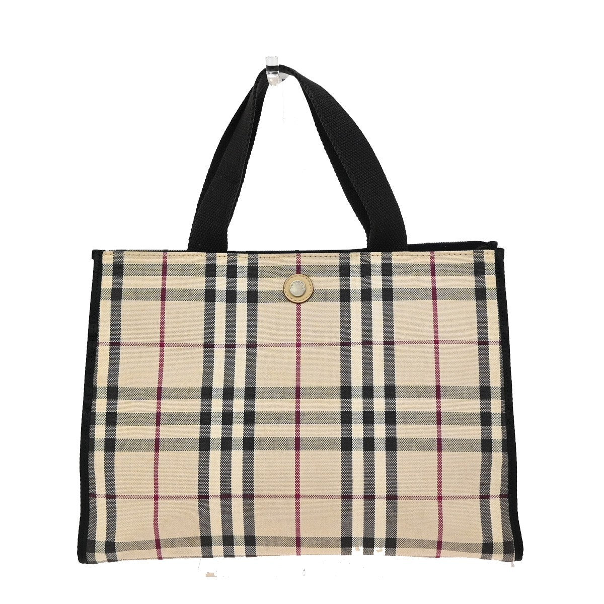 BURBERRY Logo Nova Check Hand Tote Bag Canvas Leather Beige Black 05KA814