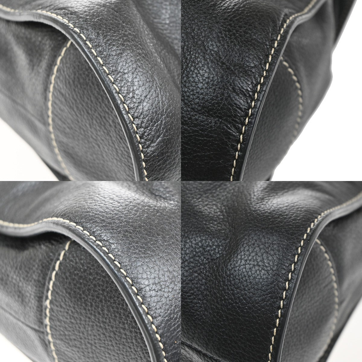 LOEWE Logo 2way Crossbody Shoulder Hand Bag Leather Black GHW 77MA633