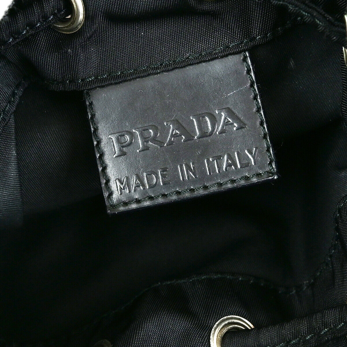 PRADA Logo Tessuto Mini Drawstring Pouch Nylon Leather Black SHW Italy 36YG794