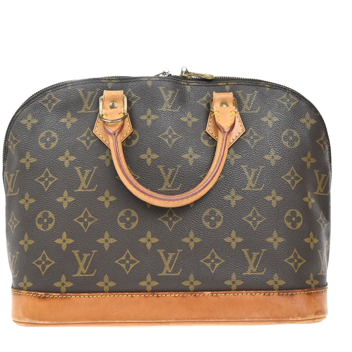 LOUIS VUITTON LV Logo Alma Hand Bag Monogram Leather Brown France M51130 82EG341