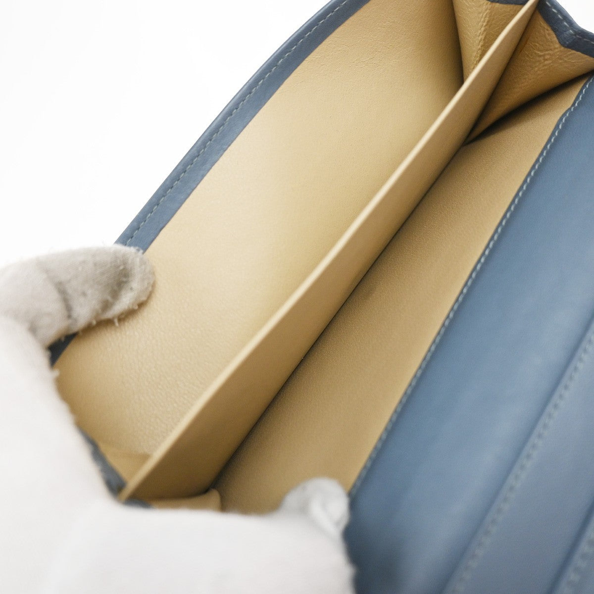 BOTTEGA VENETA Logo Intrecciato Long Bifold Wallet Leather Blue 67KP374