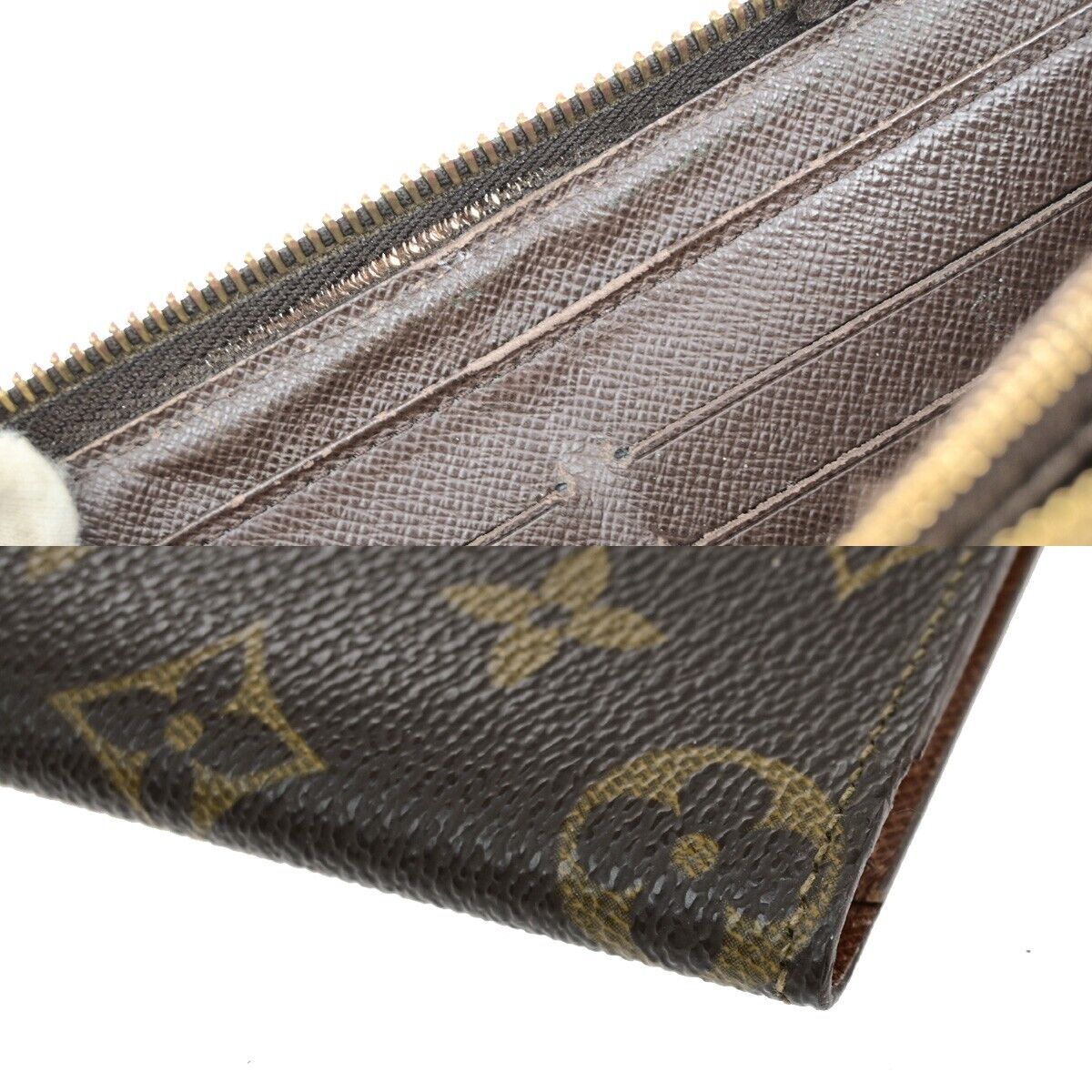 LOUIS VUITTON 3 Set Wallet Monogram Damier Ebene Epi Leather Brown Blue 04EE020