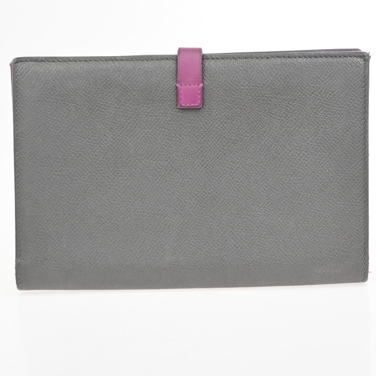 CELINE Logo Strap Bifold Long Wallet Purse Leather Pink Gray Italy SHW 02KD009
