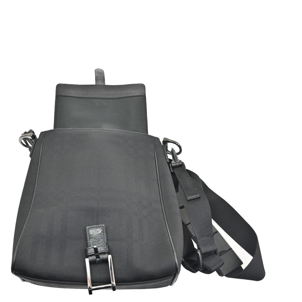 Burberry  Black Label Shoulder Bag Crossbody Check Nylon Leather Black 67CA360
