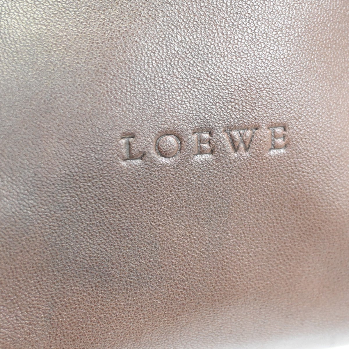 LOEWE LOGO Drawstring Shoulder Hand Bag Leather Brown GHW 38CA960