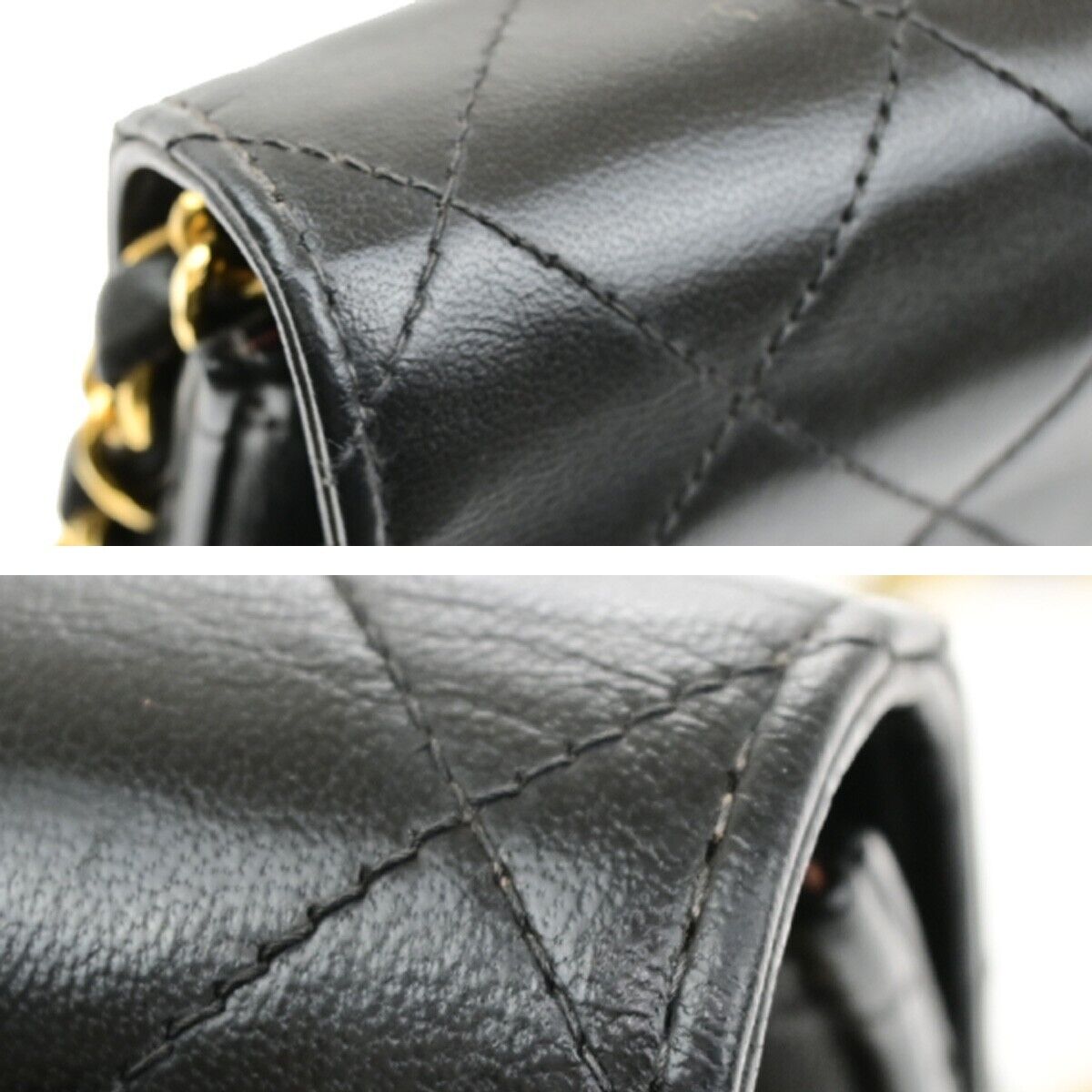 CHANEL Matelasse Single Flap Chain Shoulder Bag Leather Black Vintage 652RK871