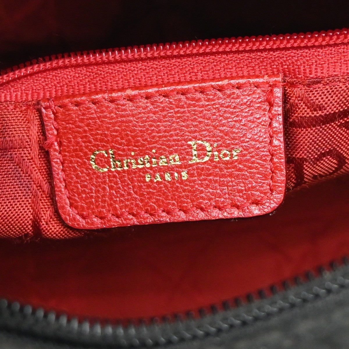 CHRISTIAN DIOR Logo Lady Cannage Hand Bag Nylon Leather Black GHW Italy 70EG071