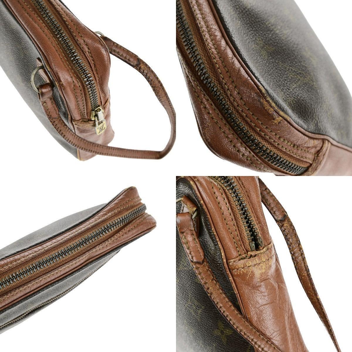 LOUIS VUITTON Sac Sport Clutch Hand Bag Monogram Leather Brown France 07KC335