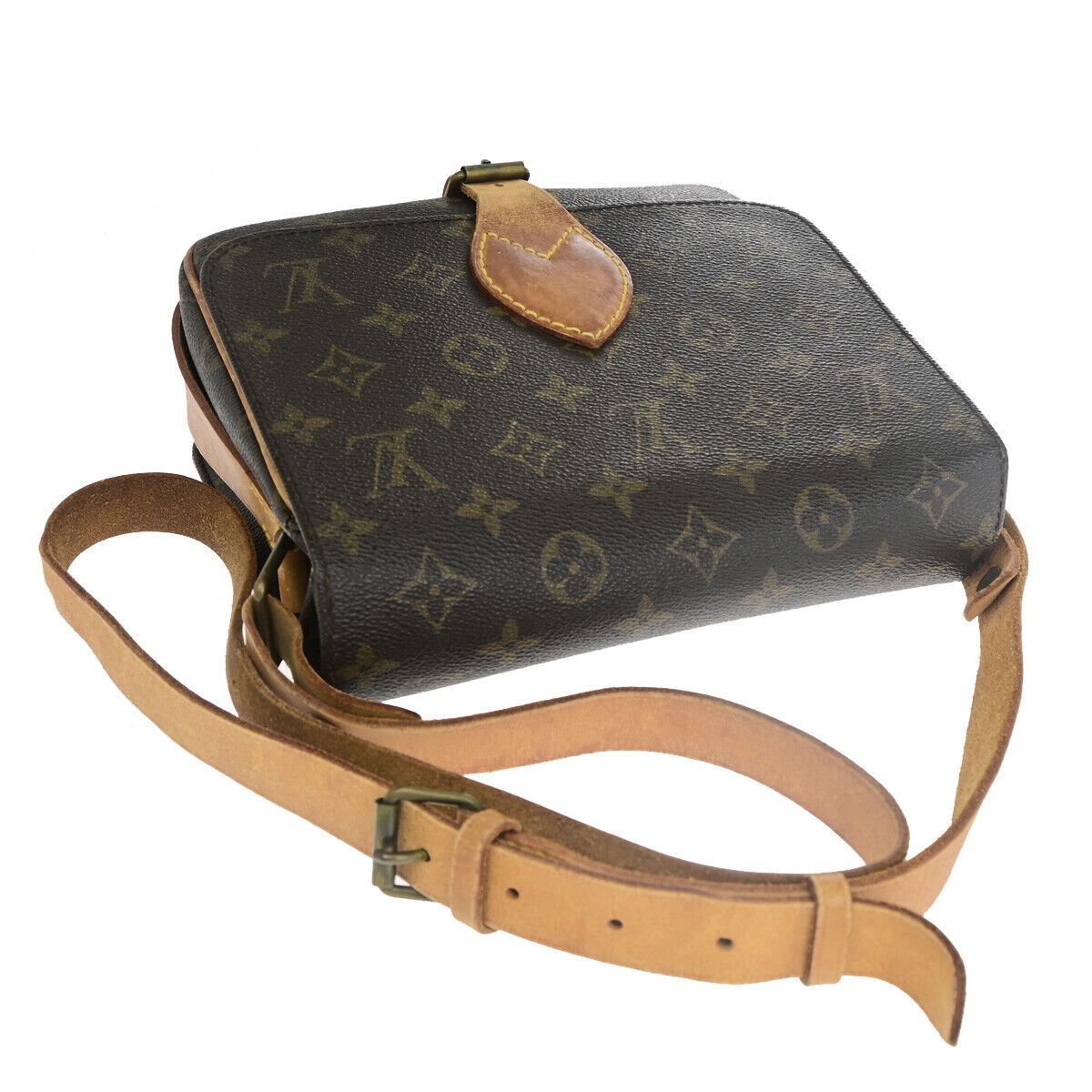LOUIS VUITTON Cartouchiere MM Shoulder Bag Monogram Leather Brown M51253 35SJ051