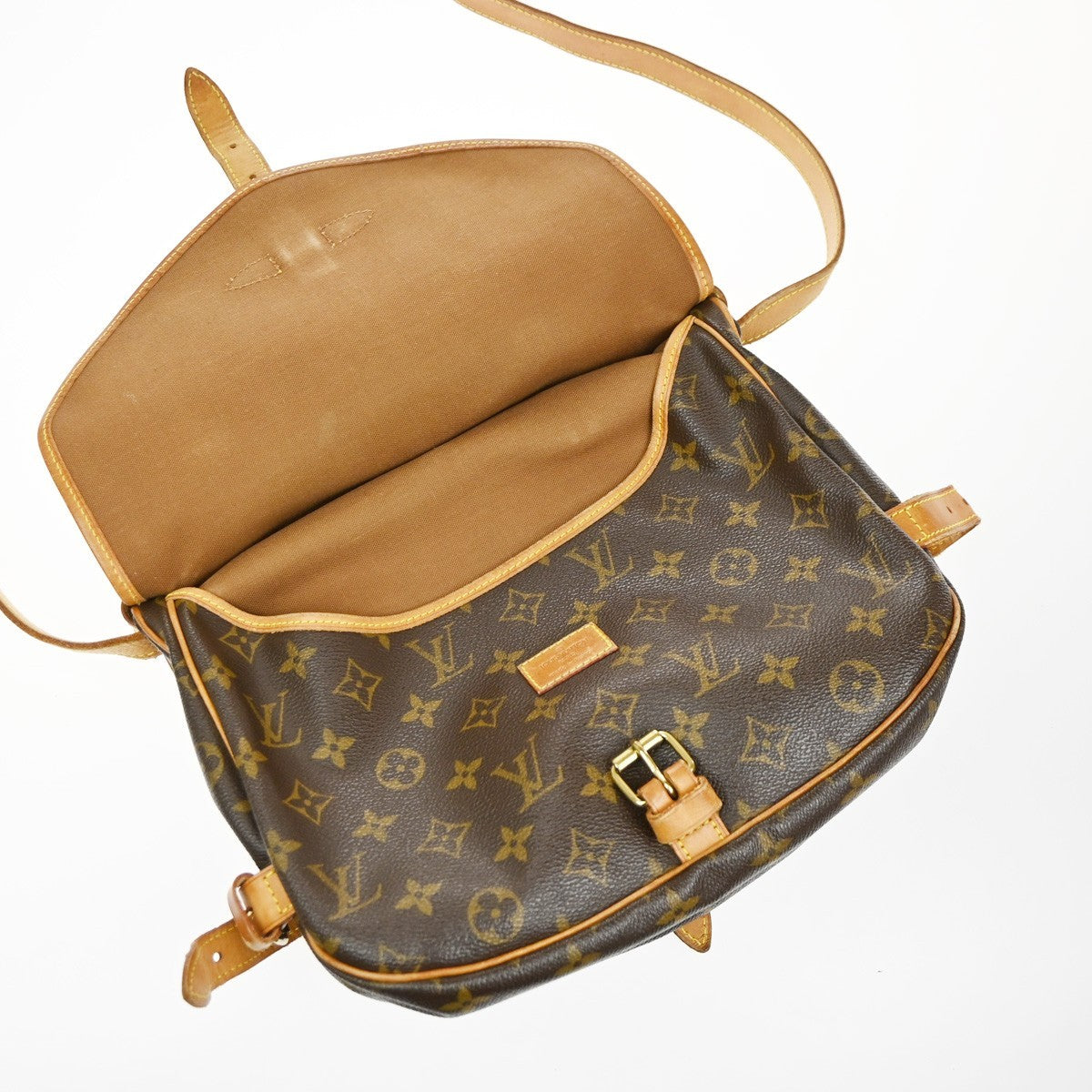 LOUIS VUITTON Logo Saumur 30 Shoulder Bag Monogram Leather Brown M42256 72SA025