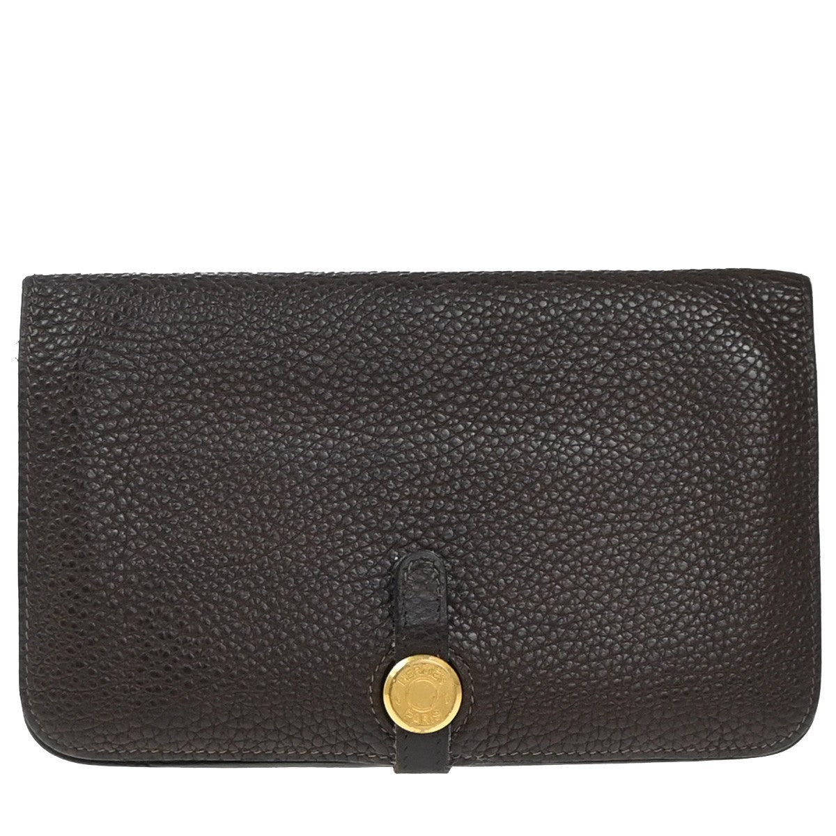 HERMES Logos Dogon GM Long Bifold Wallet Togo Leather Brown GHW 86KP576