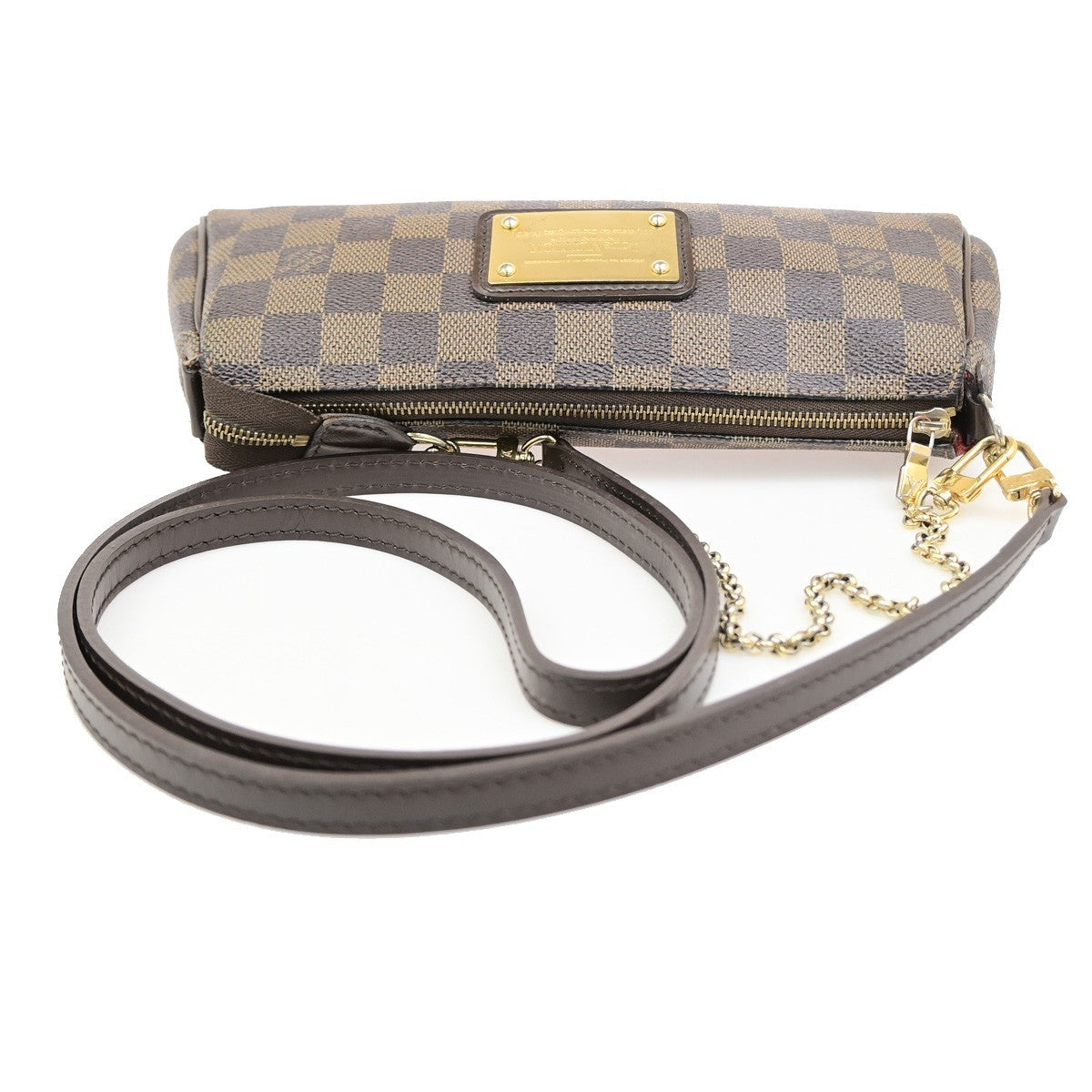 LOUIS VUITTON Eva Chain Shoulder Bag Damier Ebene Leather Brown N55213 601MA693