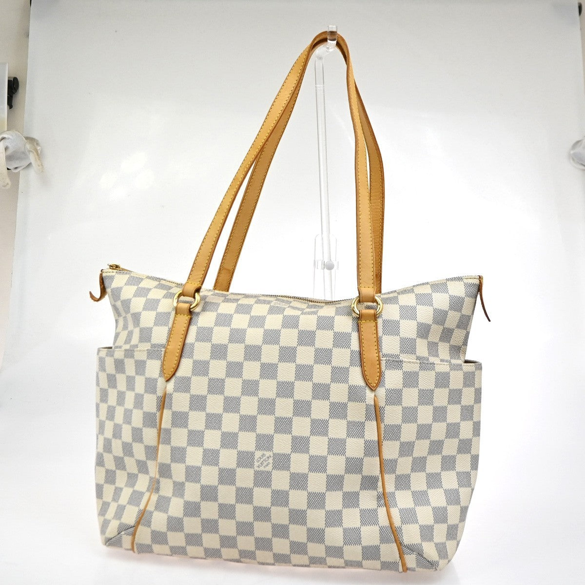 LOUIS VUITTON Totally MM Shoulder Bag Damier Azur Leather White N51262 12SA004