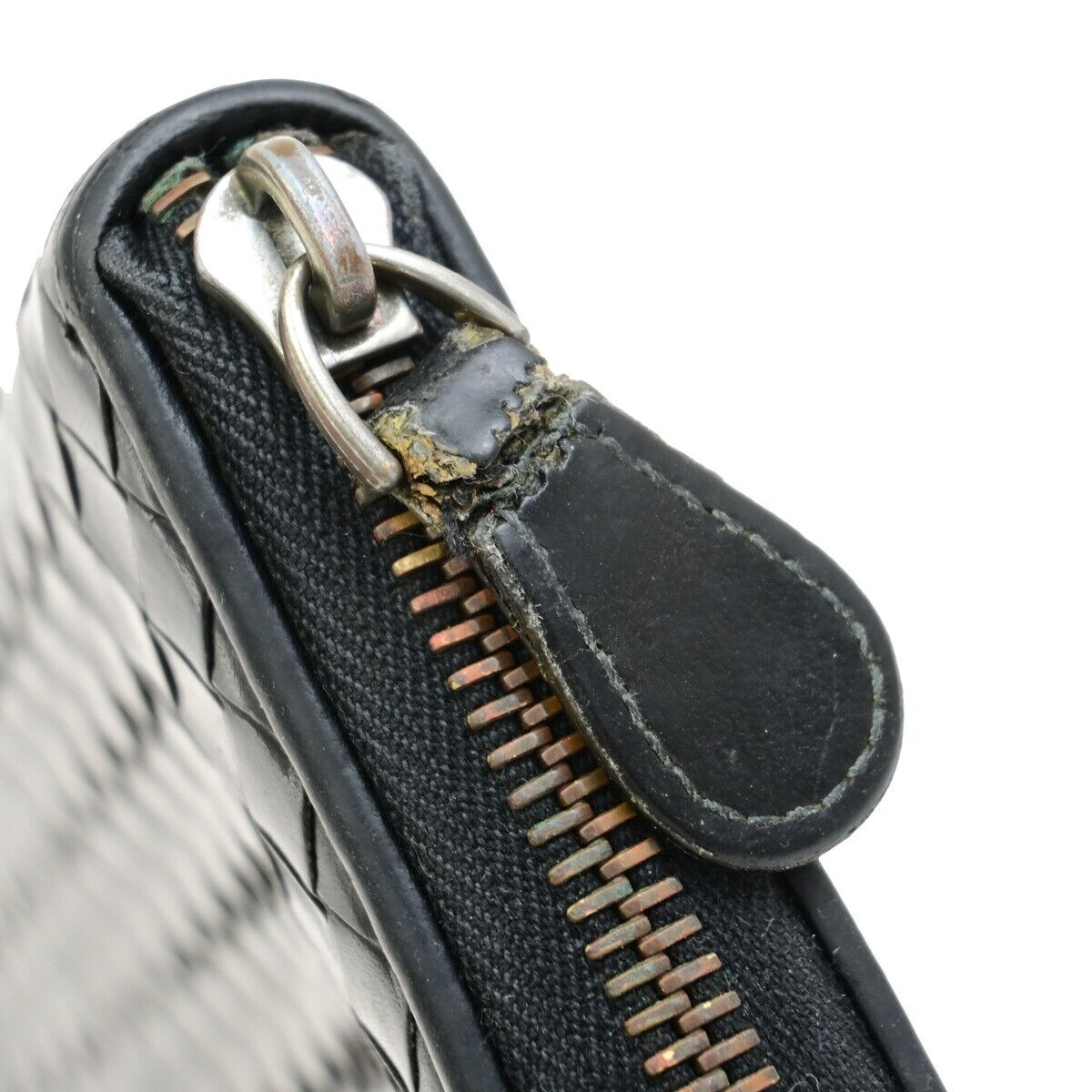 BOTTEGA VENETA Logo Intrecciato 3 Set Long Zipper Wallet Leather Black 33EE057