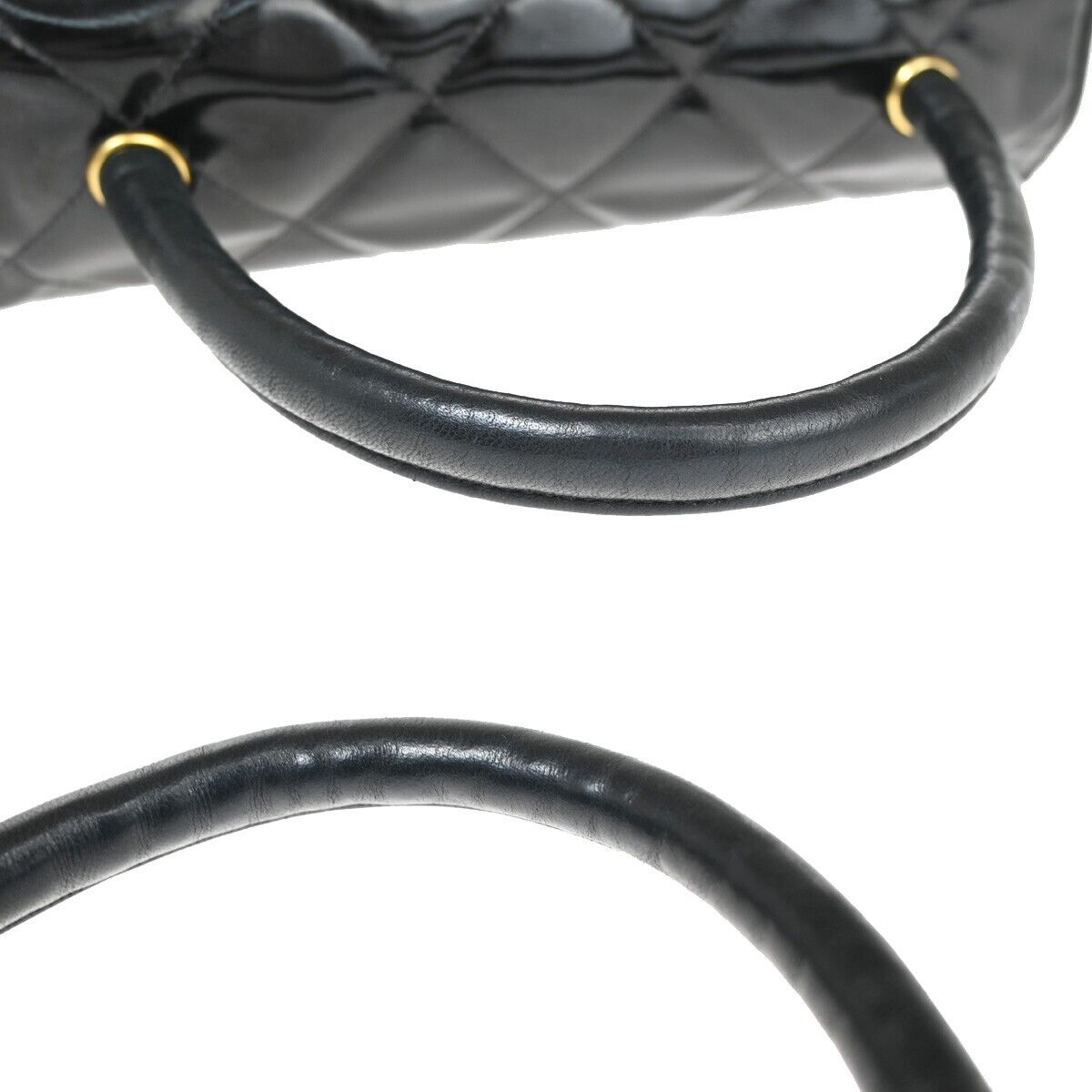 CHANEL CC Logo Matelasse 23 Hand Bag Patent Leather Black GHW 691RJ745