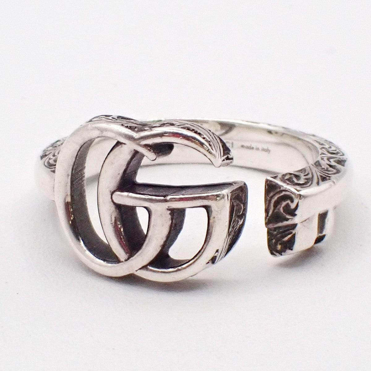 GUCCI GG Logo Ring  Size JP 15 US 7.5 Silver 925 Accessories 61LC628