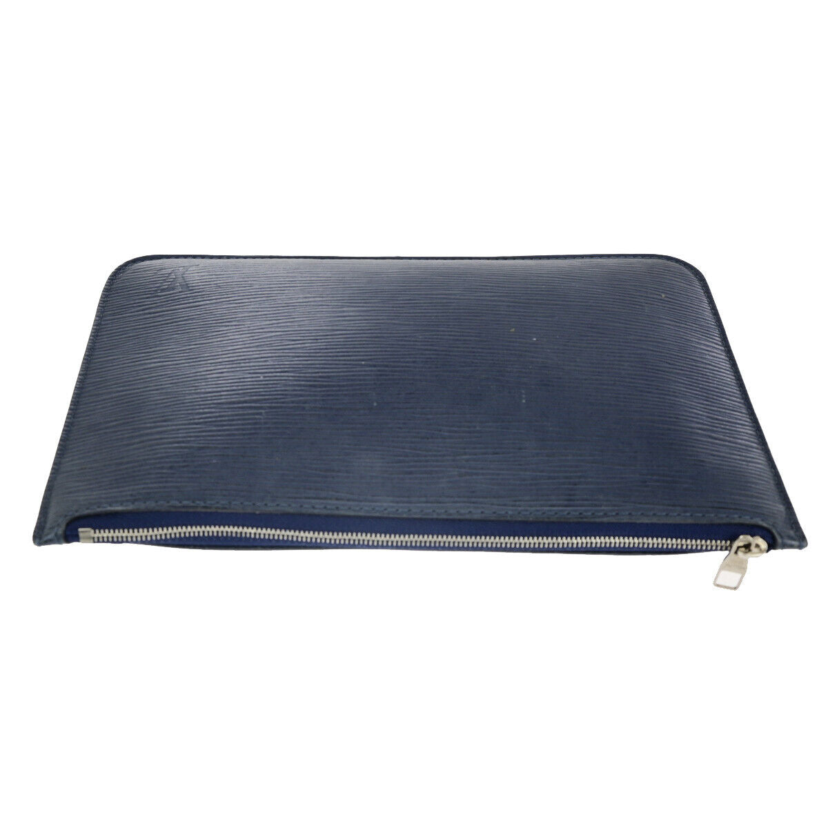 LOUIS VUITTON Logo Neverfull Pouch Epi Leather Indigo Blue SHW Spain 63YF452