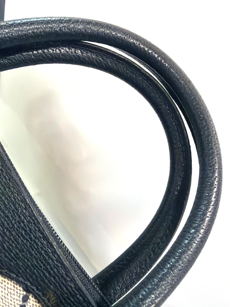 GUCCI GG Pattern Sherry Web Travel Hand Bag PVC Leather Navy Blue Italy 33YJ219