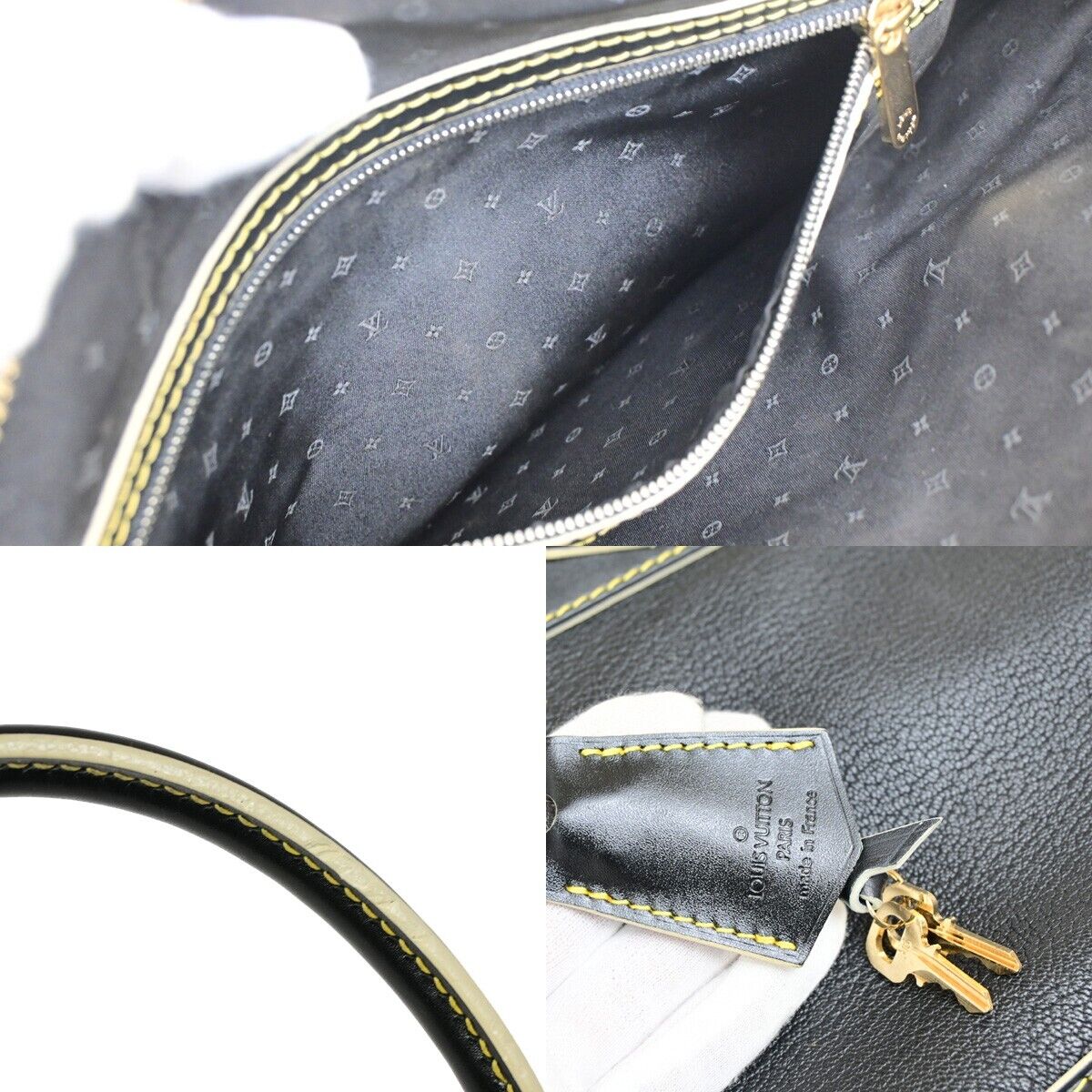 LOUIS VUITTON LV Logo Lockit PM Hand Bag Suhali Leather Black GHW M91888 48KA405