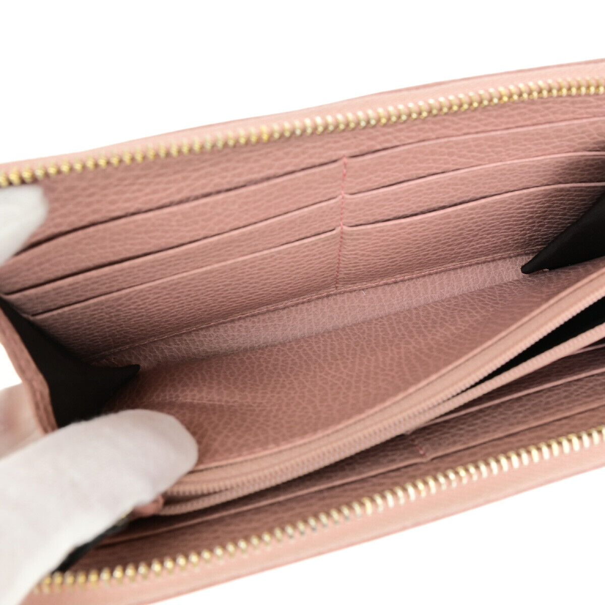 GUCCI GG Pattern Zip Aroung Long Wallet Purse Canvas Leather Brown Pink 69YF034