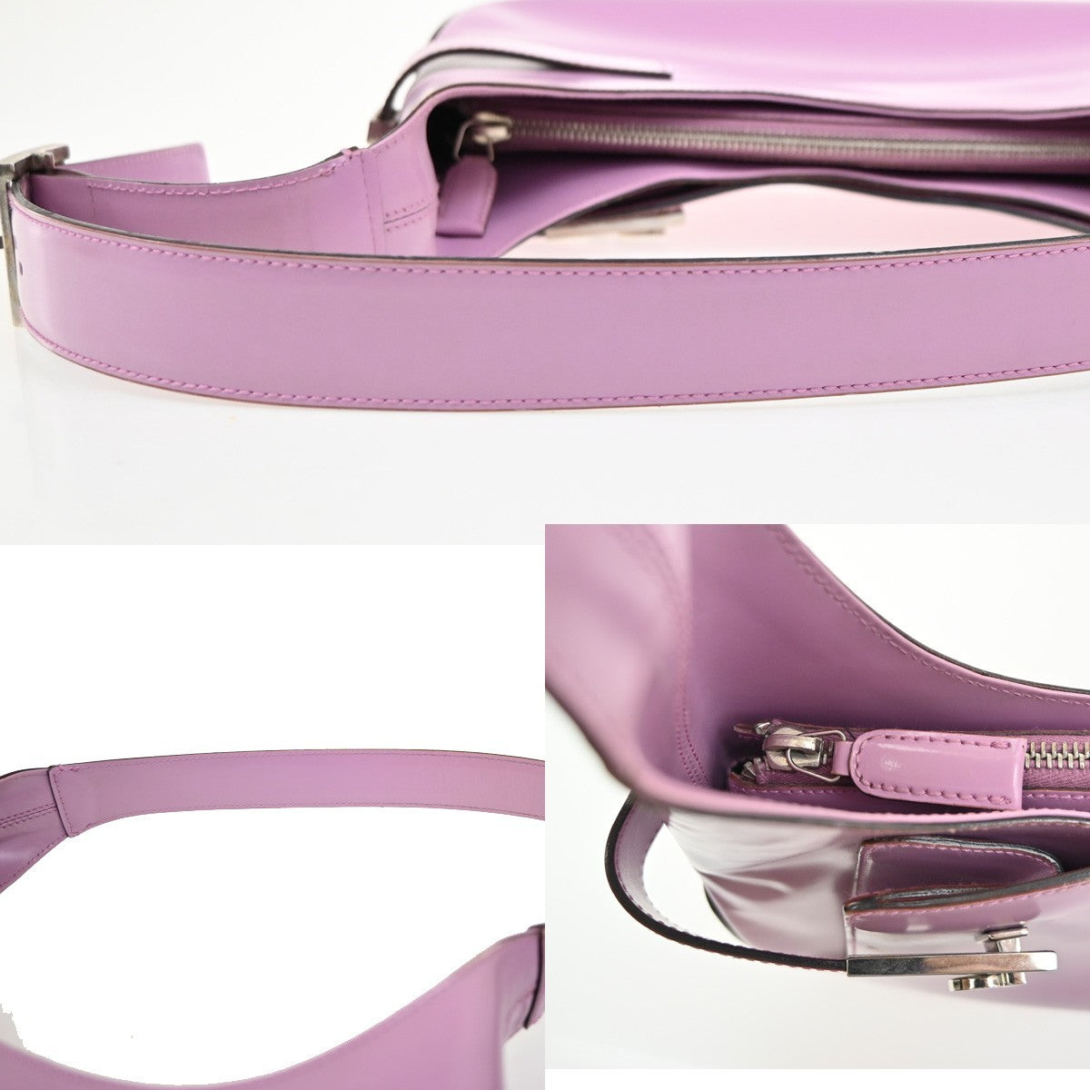 SALVATORE FERRAGAMO Gancini Hobo Shoulder Bag Leather Purple SHW Italy 62ZA306