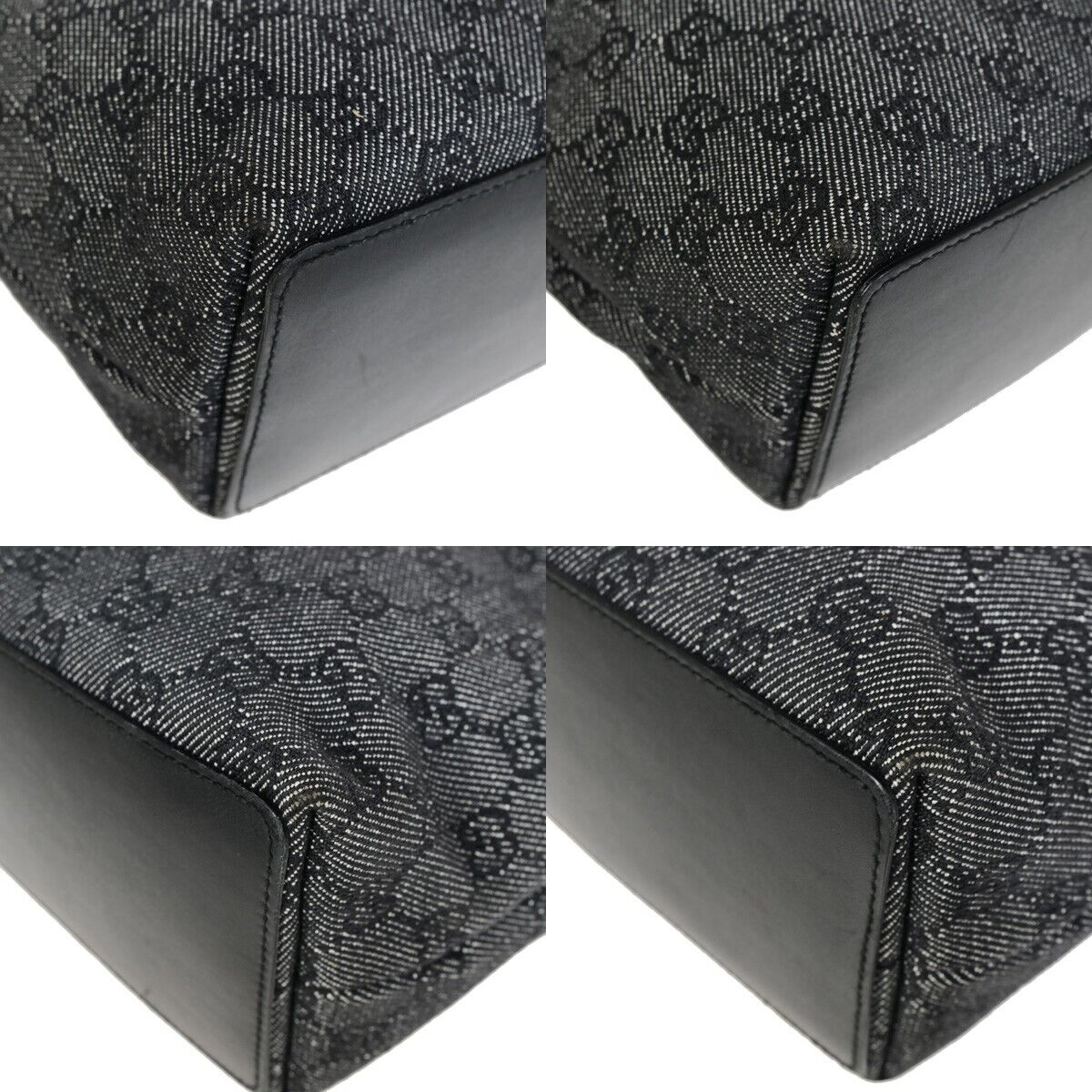 GUCCI GG Pattern Hand Tote Bag Canvas Leather Black Silver Italy 30EB786