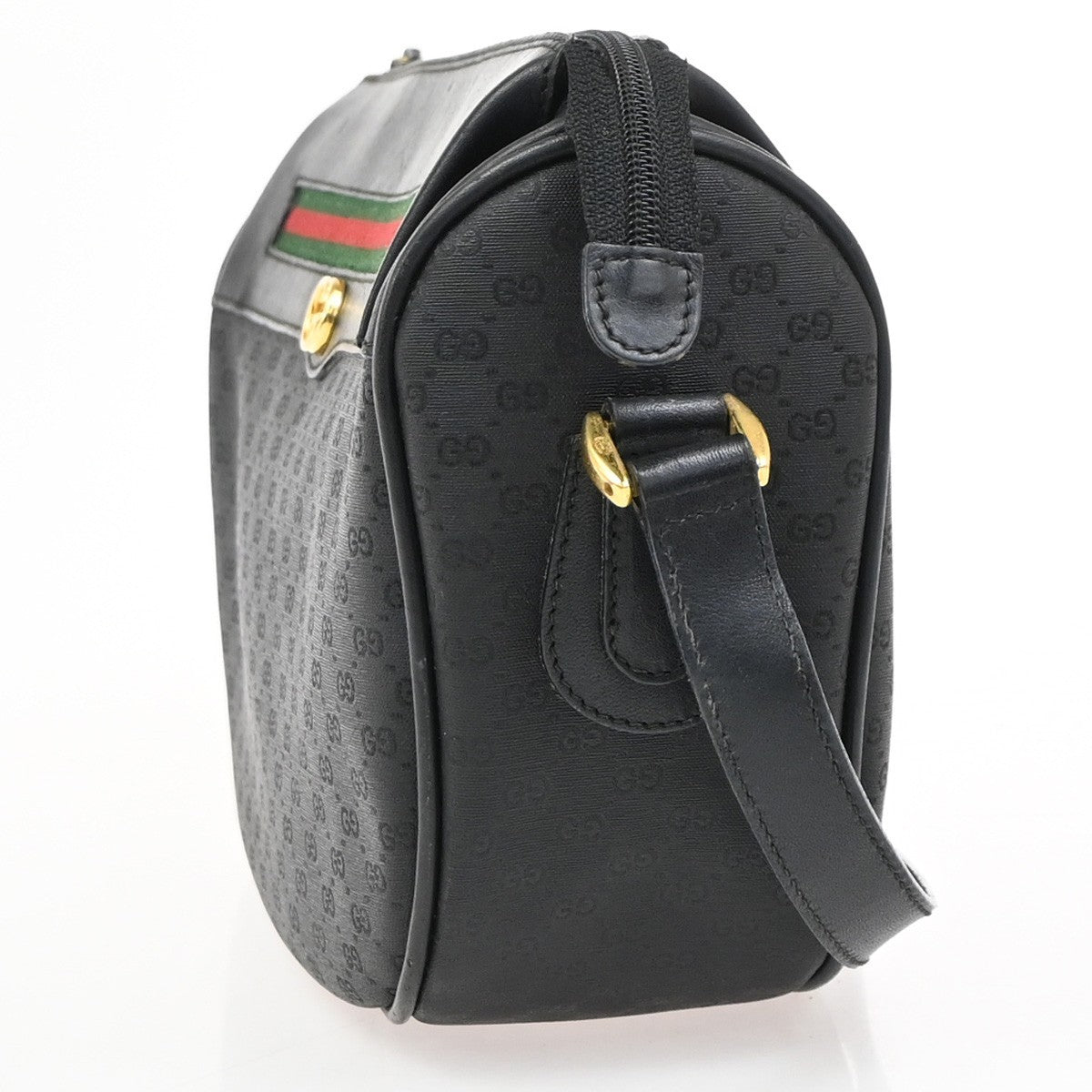 Gucci Guccissima GG Sherry Web Crossbody Shoulder Bag PVC Black Italy 09PA140
