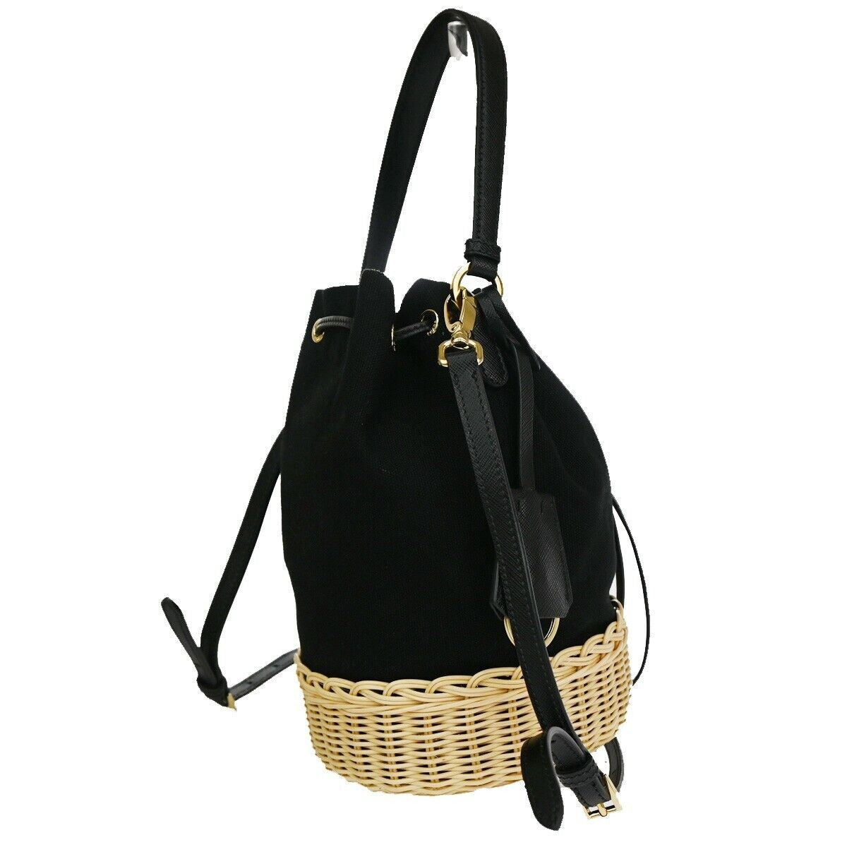 PRADA 2Way Plage Wicker 2Way Shoulder Hand Bag Straw Canvas Leather 669RH025