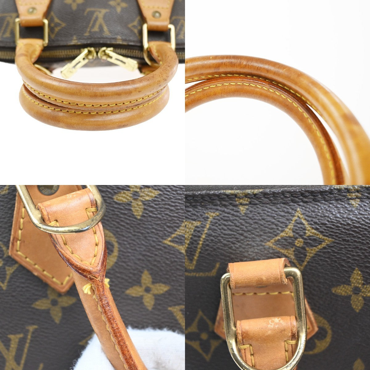 LOUIS VUITTON LV Logo Alma Hand Bag Monogram Leather Brown France M51130 73MA512