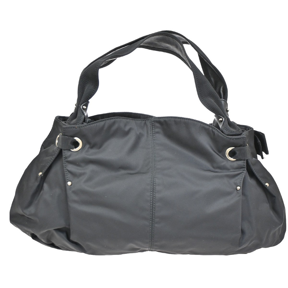 SALVATORE FERRAGAMO Vara Ribbon Handbag Nylon Leather Black Italy 68KC071