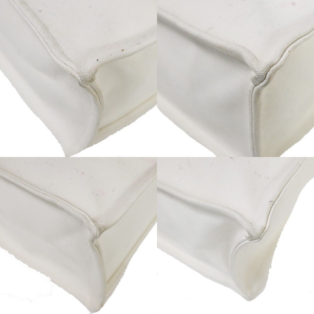 CHANEL CC Logo Shoulder Tote Bag Canvas Leather White Made In Italy 89SH051