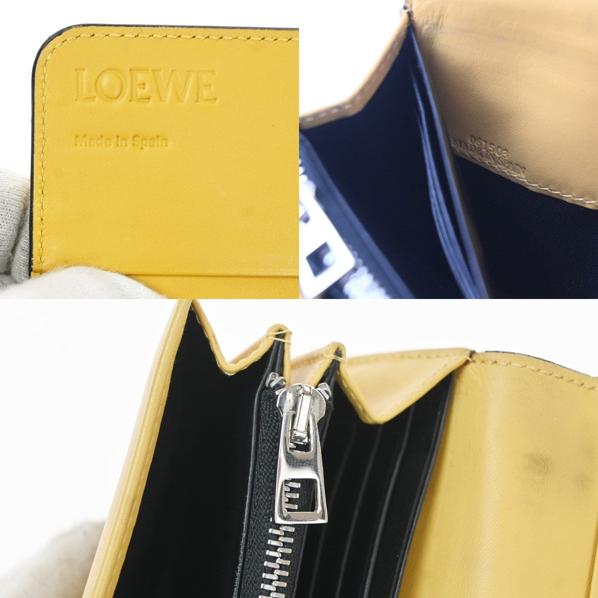 LOEWE Anagram LOGO Bifold Long Wallet Leather Yellow SHW Spain 01KD056