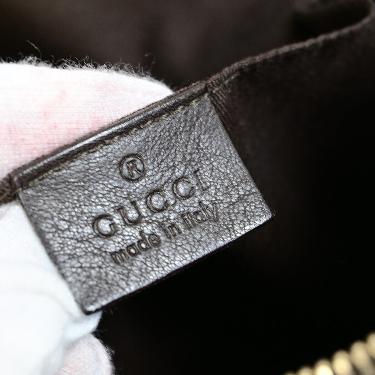 GUCCI Logo GG Pattern Trophy Hand Bag Canvas Leather Brown Italy 83FA749
