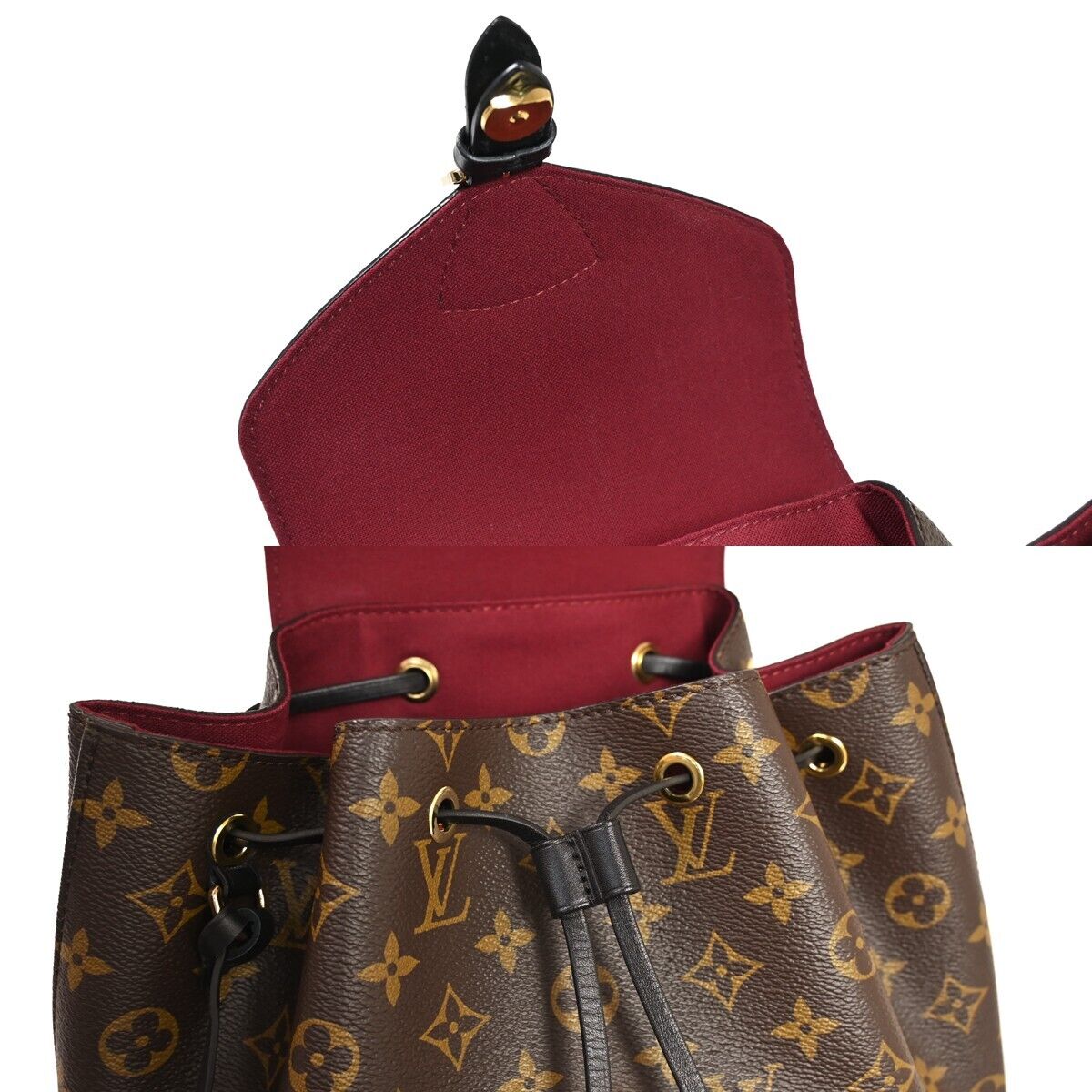LOUIS VUITTON Montsouris PM Backpack Bag Monogram Leather Brown M45515 321RH692
