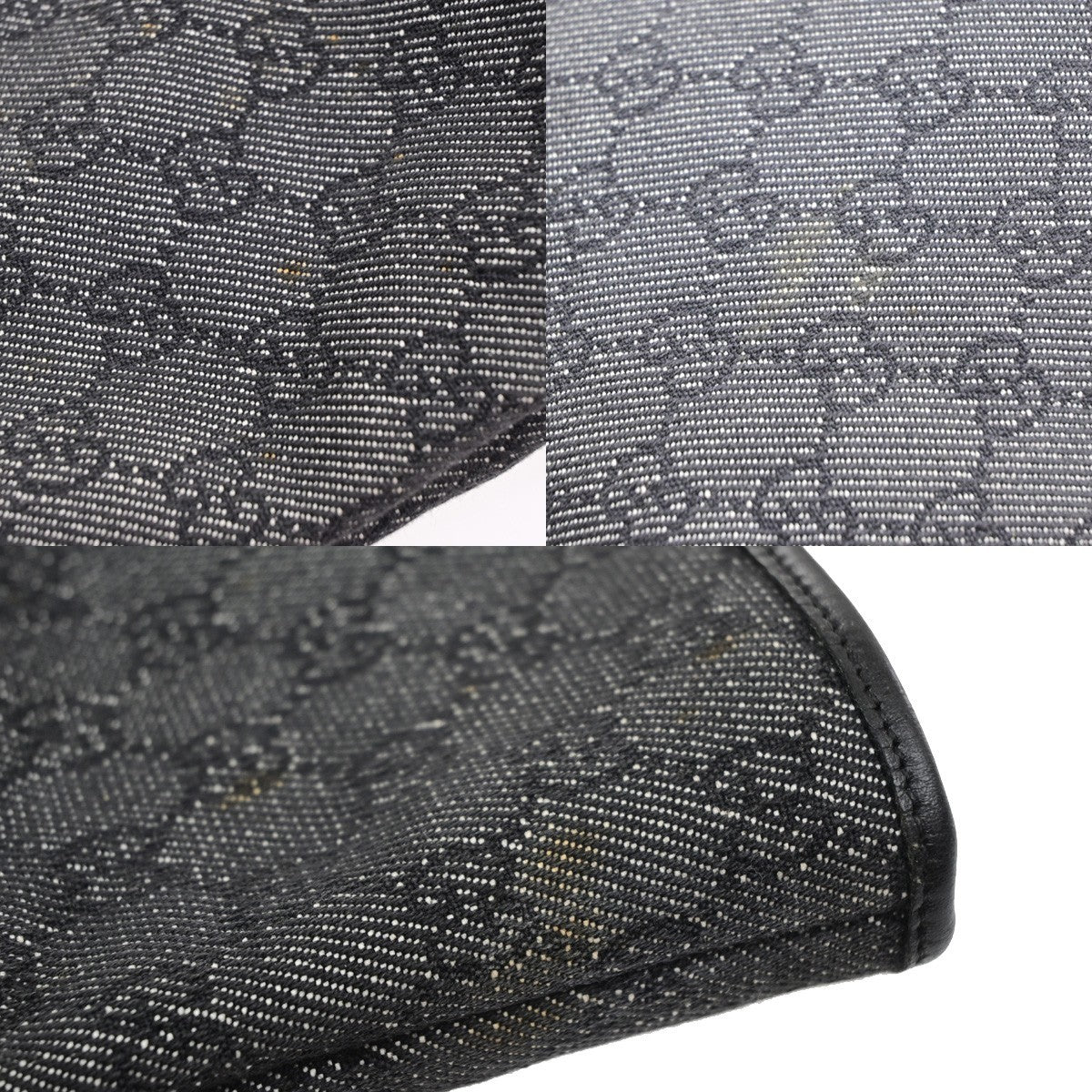 GUCCI Logo GG Pattern Shoulder Tote Bag Canvas Leather Black SHW Italy 62MA722