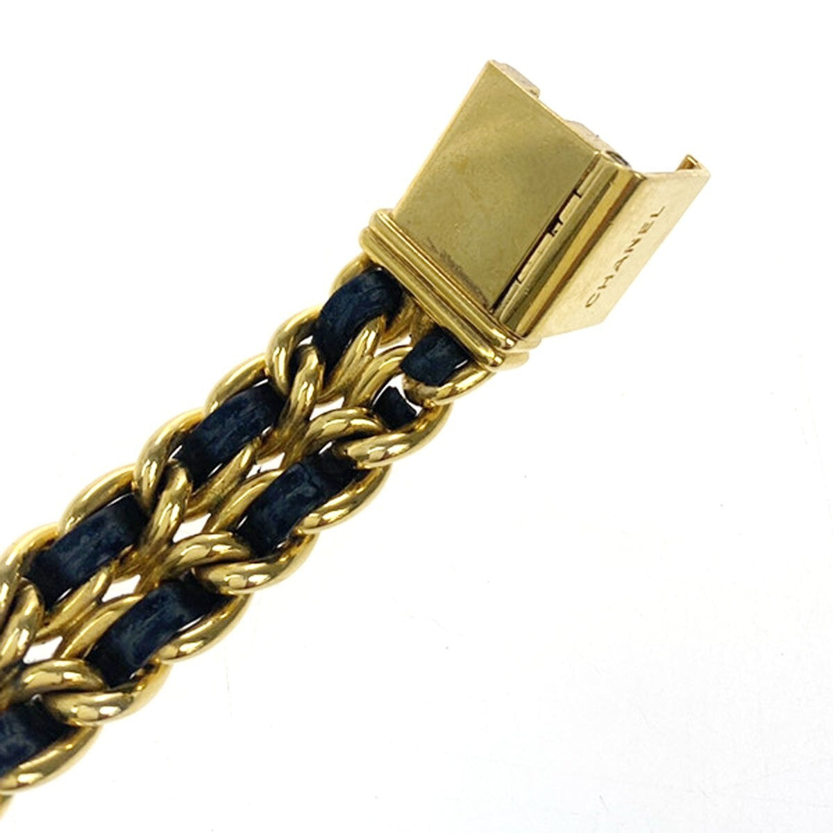 CHANEL Logo Premiere Watch H0001  # L Quartz Gold Plated Leather GHW 690RK949