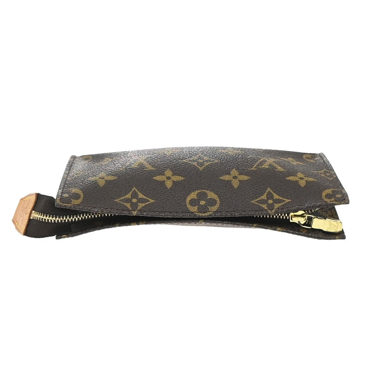 LOUIS VUITTON Logo BUCKET PM Pouch Bag Monogram Leather Brown France 66KP603