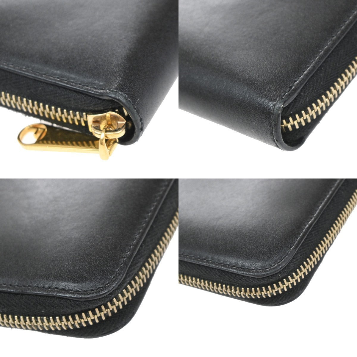 FENDI Logo F is Fendi Zipper Long Around Wallet Leather Black Italy 61KP191