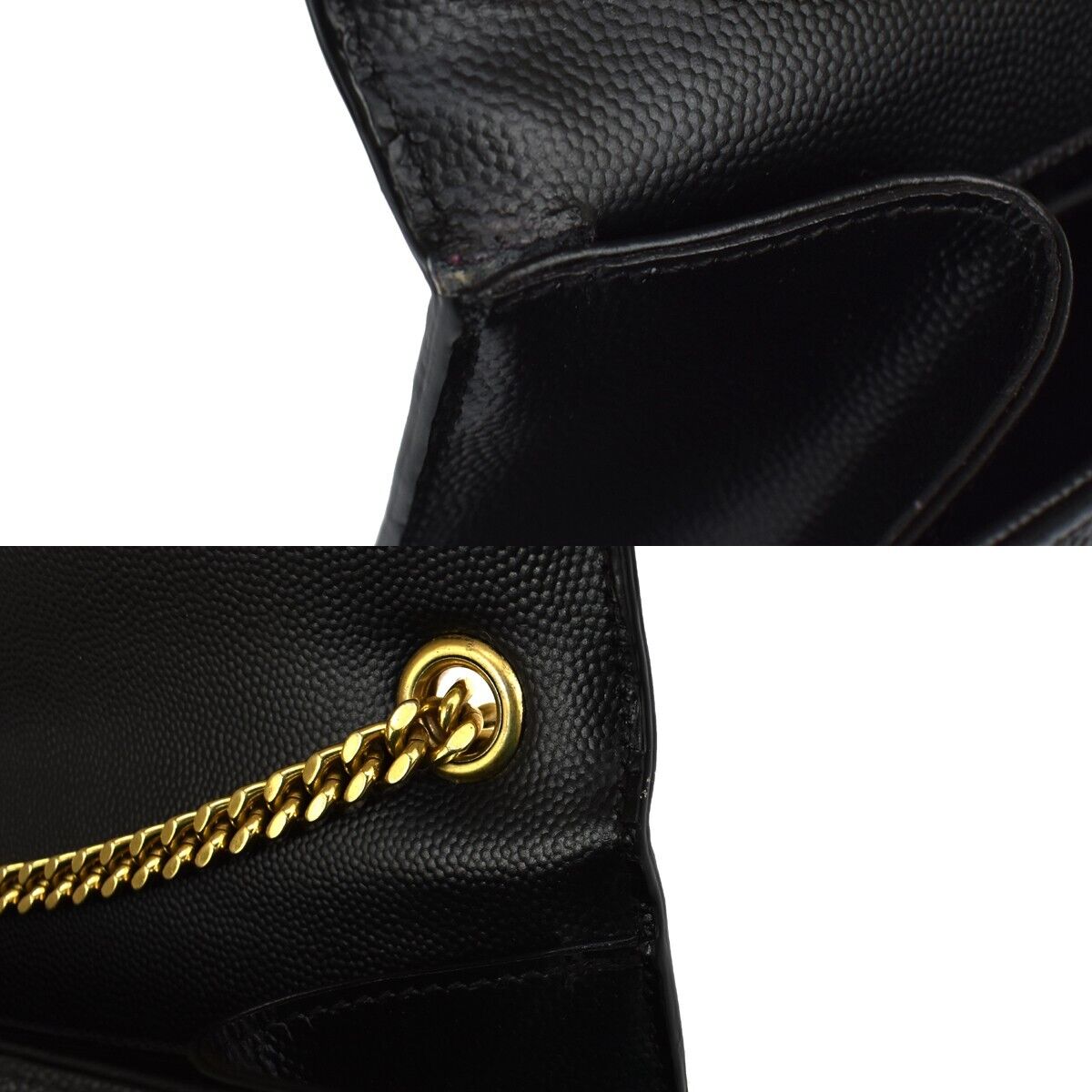 SAINT LAURENT YSL Logo Kate Medium Chain Shoulder Bag Leather Black GHW 689RH460
