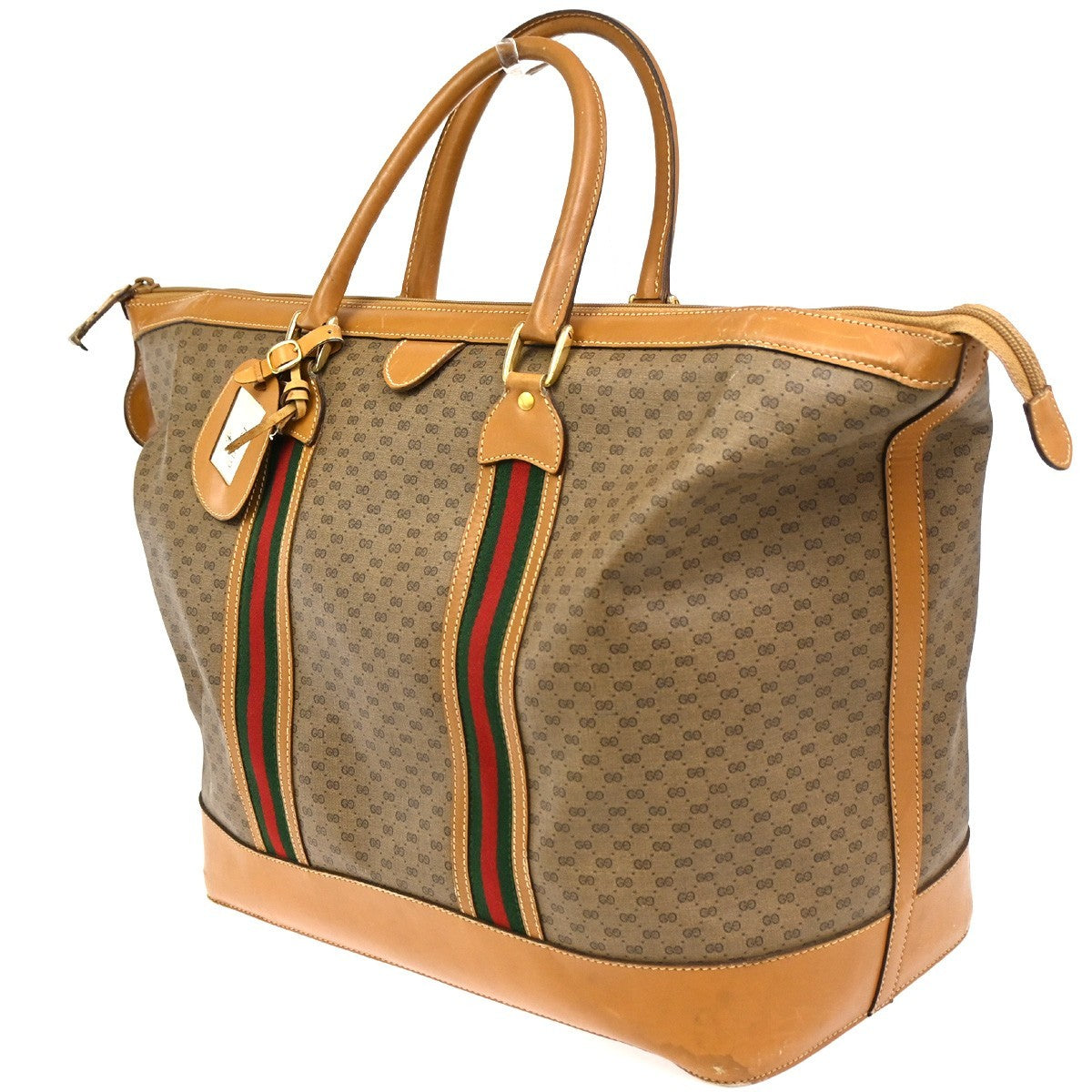 GUCCI Logo Sherry GG Pattern Travel Hand Bag PVC Leather Brown Italy 62KC300