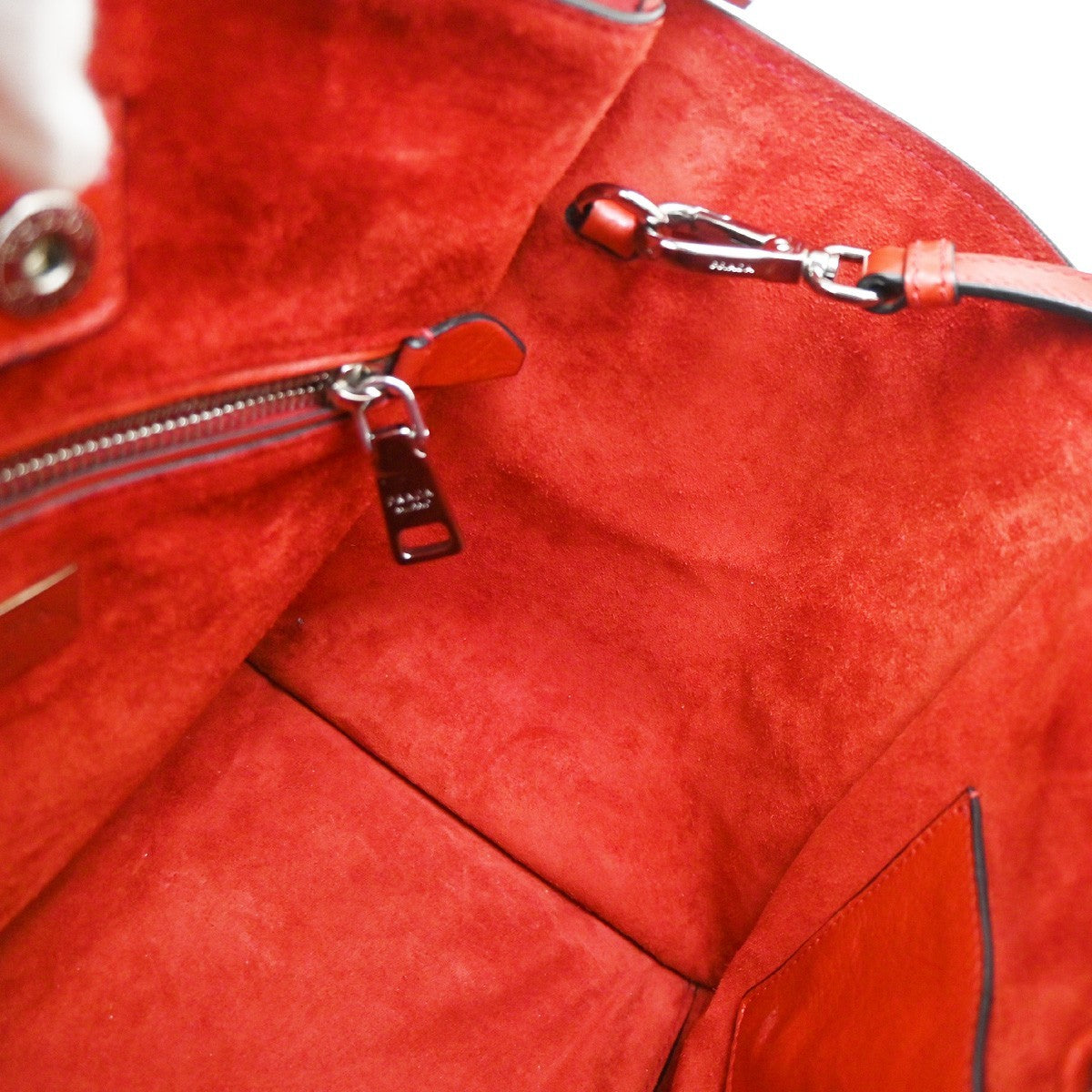 PRADA Logo 2Way Shoulder Hand Bag Leather Red SHW Italy 12KD181