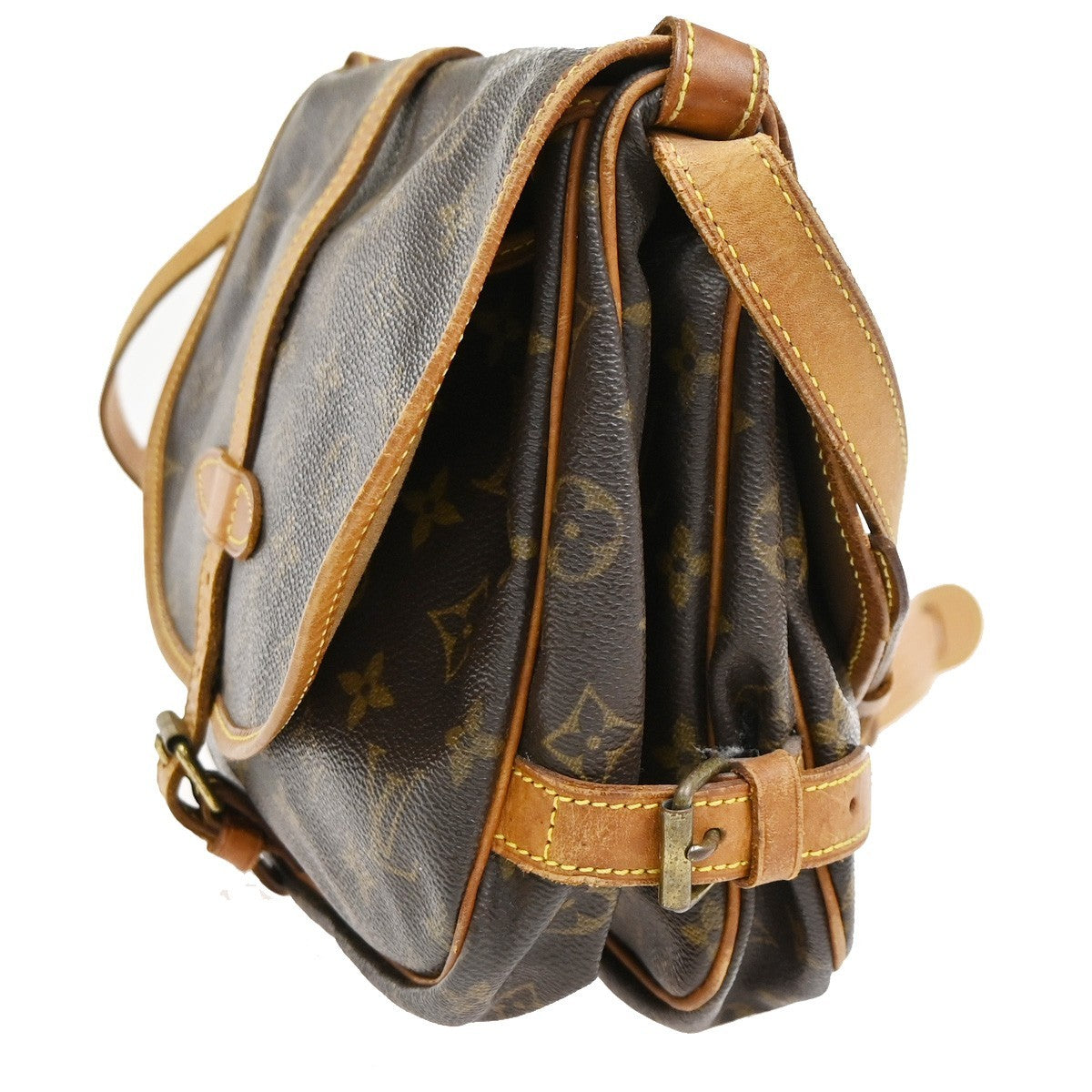LOUIS VUITTON Logo Saumur 30 Shoulder Bag Monogram Leather Brown M42256 34CA957
