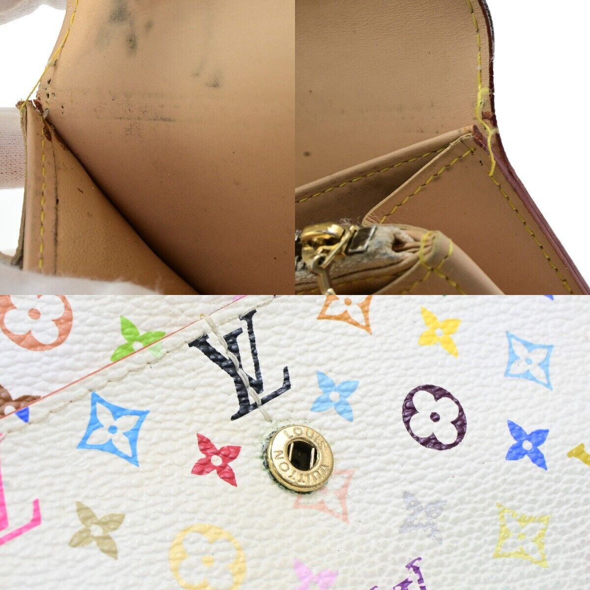 LOUIS VUITTON Long Bifold Wallet Portefeuille Sara multi White M93532 61KA458